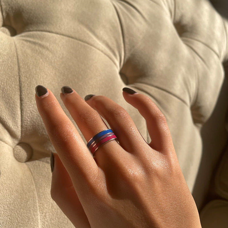 Bisexual Pride Steel Ring