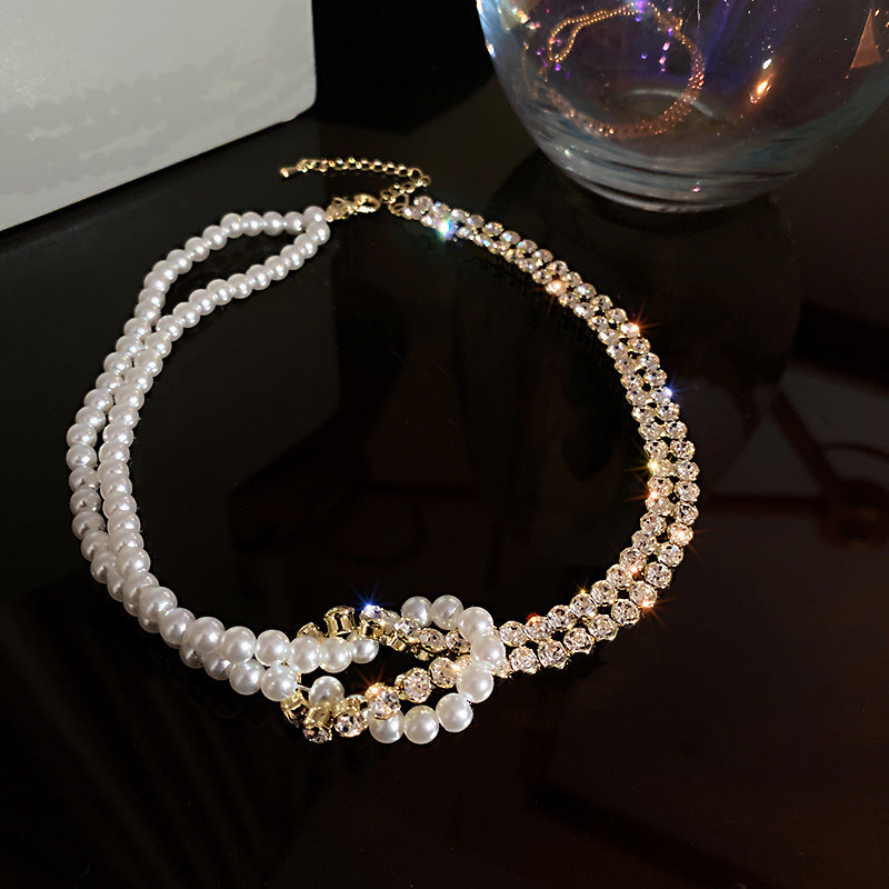 Pearl Crystal Choker Necklaces For Women